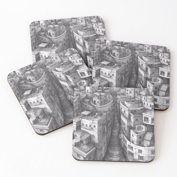 Item preview, Labyrinthine Walled Neighborhood with Staircase and Gray Details designed and sold by SingularityGeek.