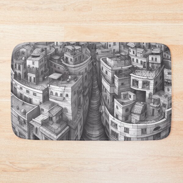 Item preview, Labyrinthine Walled Neighborhood with Staircase and Gray Details designed and sold by SingularityGeek.