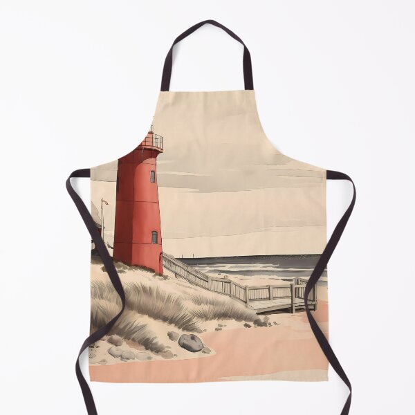Aperçu de l'œuvre Minimalist Red Lighthouse on a Beautiful Beach Drawn with Pencils créée et vendue par SingularityGeek.