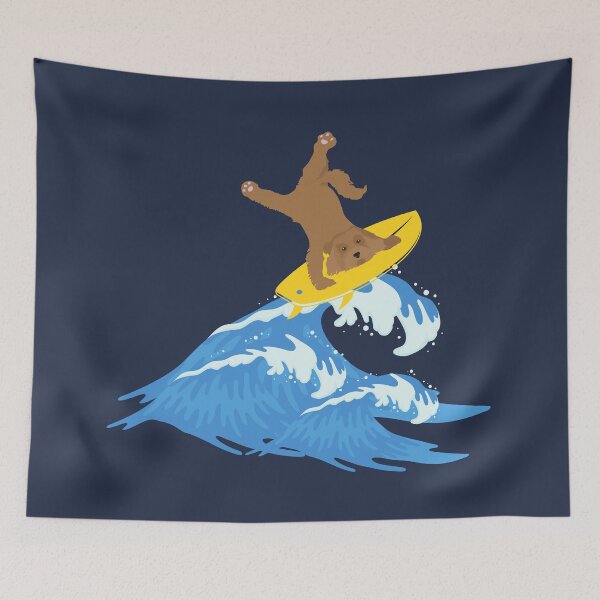 Item preview, Goldendoodle Dog Surfing on Sea Wave designed and sold by SeasonalDogs.