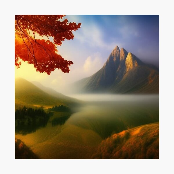 River running through an empty valley Photographic Print