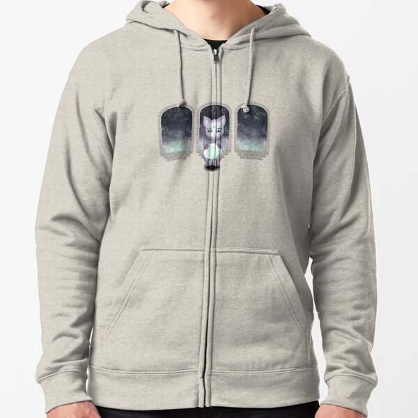 Mystic Miku | Crystal Ball & Zodiac | White Zipped Hoodie