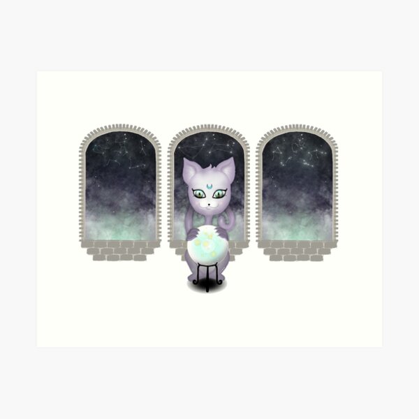 Mystic Miku | Crystal Ball & Zodiac | White Art Print