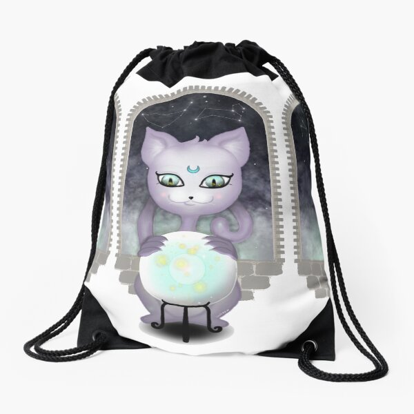 Mystic Miku | Crystal Ball & Zodiac | White Drawstring Bag
