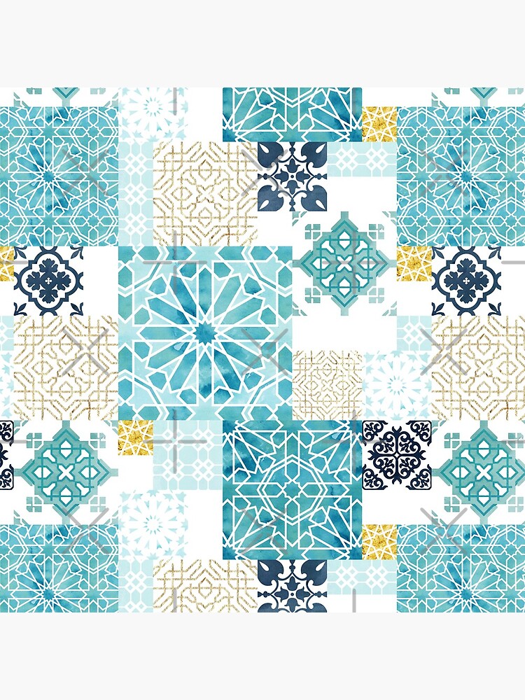Moroccan ceramic pattern collage in gold by adenaJ