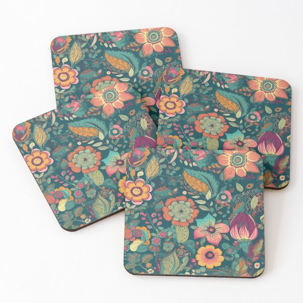 Item preview, boho flowers, colorful boho flower pattern designed and sold by ArtVilleStore.
