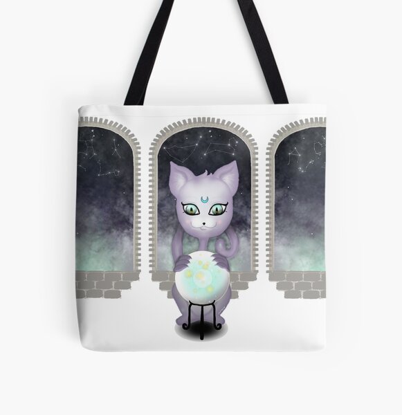 Mystic Miku | Crystal Ball & Zodiac | White All Over Print Tote Bag