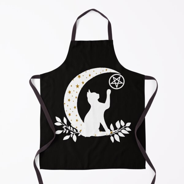 Item preview, Wicca Crescent Moon Cat Pentacle And Gold Stars designed and sold by Atteestude.