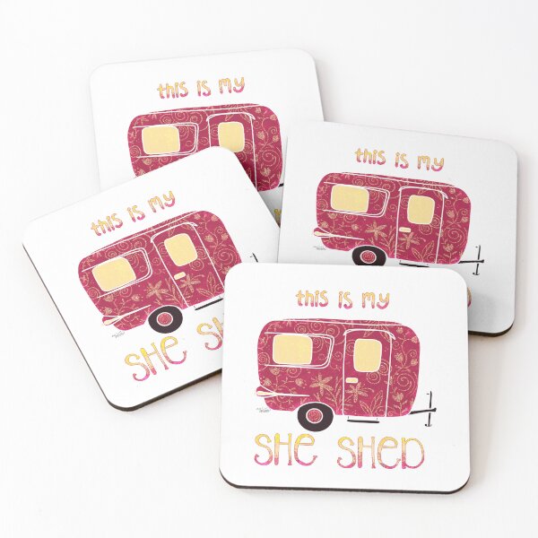 Item preview, She Shed Camper magenta designed and sold by Ella Scott.
