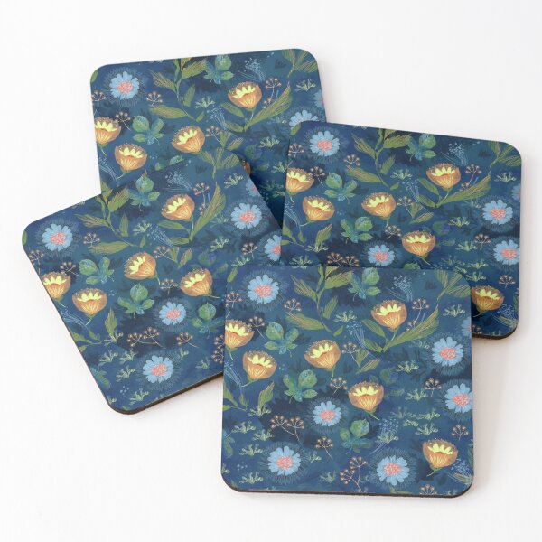 Item preview, Beautiful blue, yellow and green floral pattern designed and sold by Mary Jane Lange.