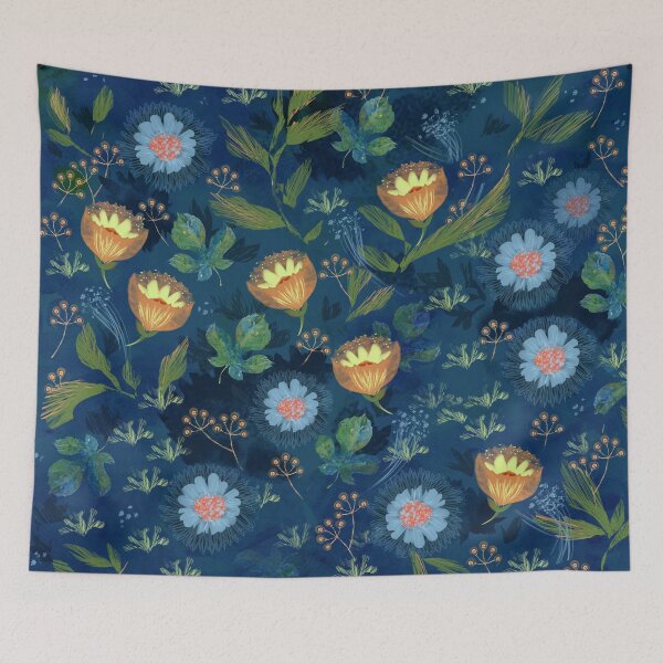 Item preview, Beautiful blue, yellow and green floral pattern designed and sold by Mary Jane Lange.