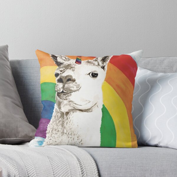 Item preview, Fuzzy Llamacorn With Rainbow Horn Watercolor designed and sold by Jennifer Margrave-Garcia.