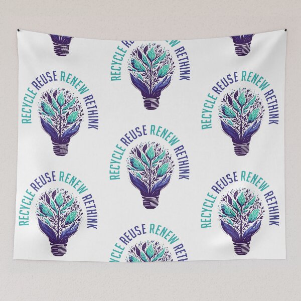 Item preview, Recycle Reuse Renew Rethink Earth Day Green Energy Teal Light Bulb  designed and sold by Zazizu.