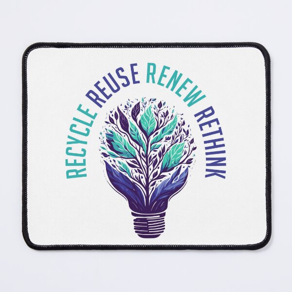 Item preview, Recycle Reuse Renew Rethink Earth Day Green Energy Teal Light Bulb  designed and sold by Zazizu.