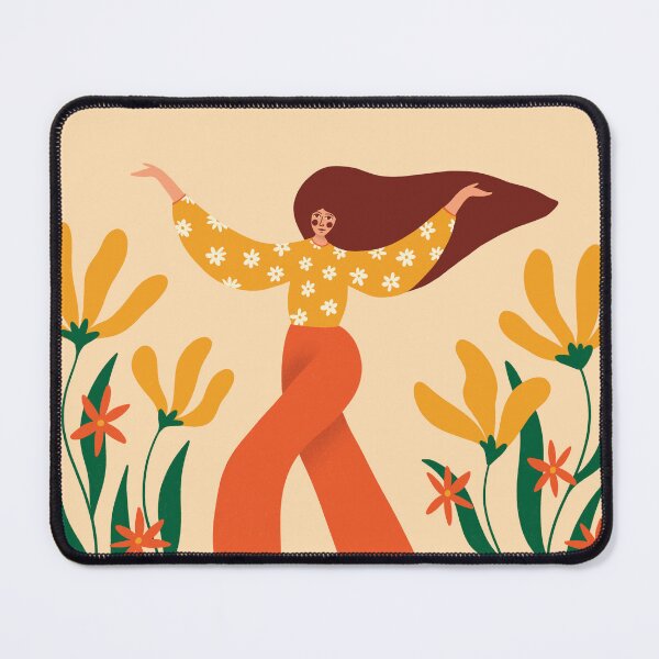 Item preview, Sunshine Hippie Girl with flowers illustration designed and sold by WeirdyTales.