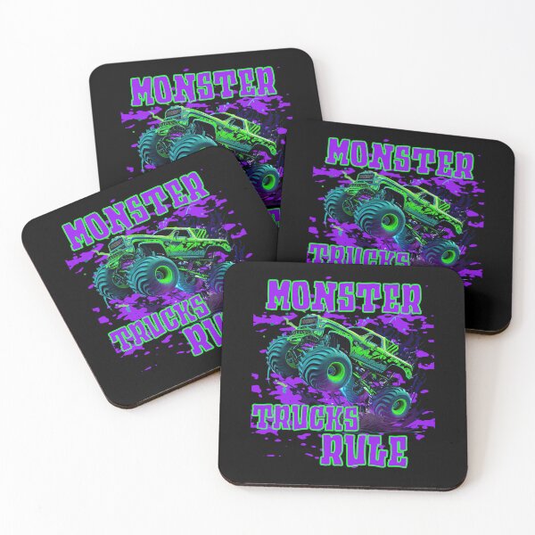 Item preview, green monster truck racing and jumping designed and sold by Department61.