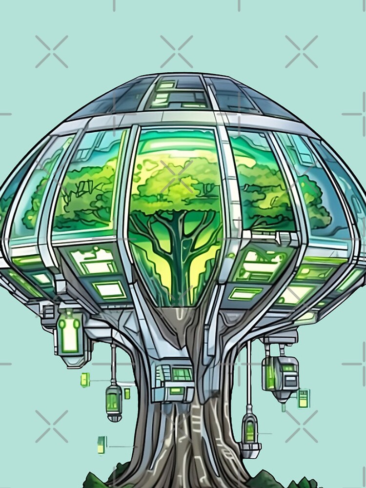 Thumbnail 4 of 4, iPhone Case, Solarpunk Tree - Futuristic Tree designed and sold by RandomForestBot.