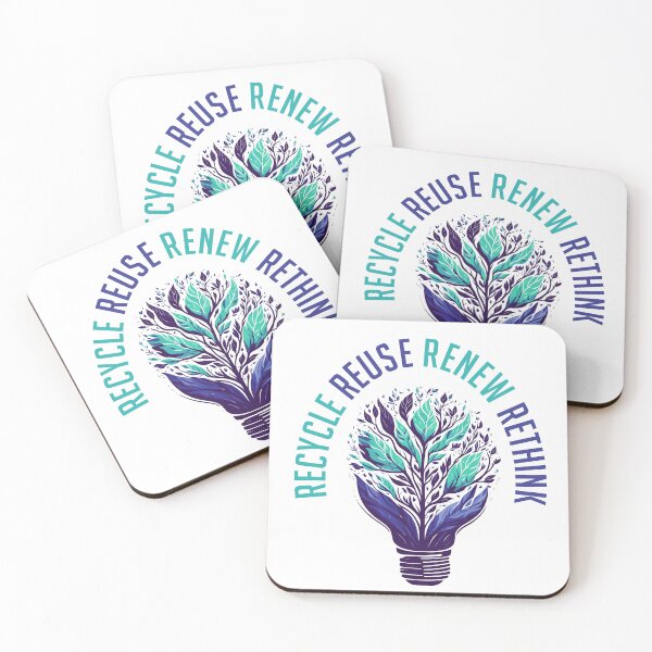 Item preview, Recycle Reuse Renew Rethink Earth Day Green Energy Teal Light Bulb  designed and sold by Zazizu.