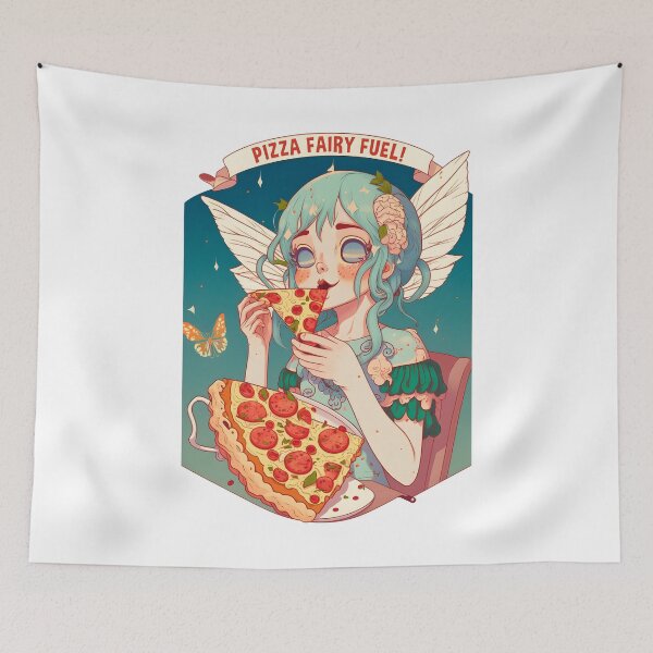 Item preview, Pizza Fairy Fuel Funny Food Retro Japonese Anime designed and sold by SecretDicer.