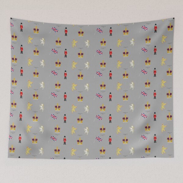 Item preview, Commemorative Coronation 2023 Pattern featuring the St Edward's Crown Emoji on Grey designed and sold by ArtCounts.