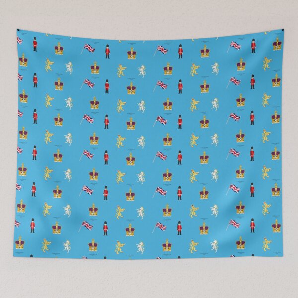 Item preview, Commemorative Coronation 2023 Pattern featuring the St Edward's Crown Emoji on Light Blue designed and sold by ArtCounts.