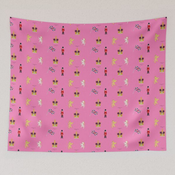 Item preview, Commemorative Coronation 2023 Pattern featuring the St Edward's Crown Emoji on Pink designed and sold by ArtCounts.