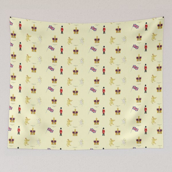 Item preview, Commemorative Coronation 2023 Pattern featuring the St Edward's Crown Emoji on Cream designed and sold by ArtCounts.