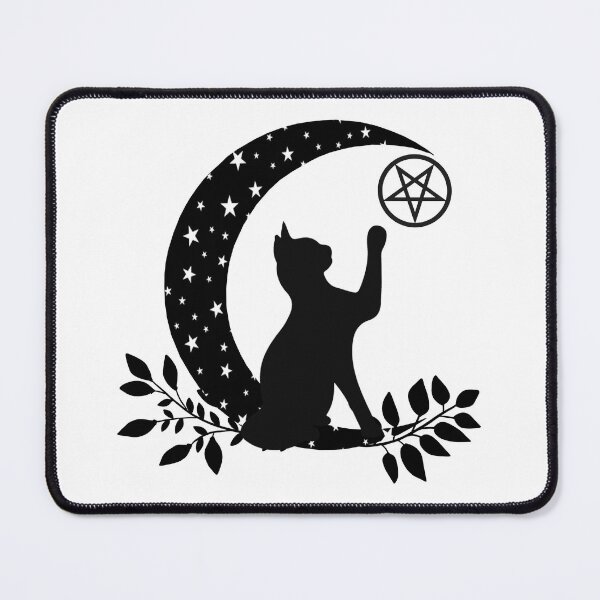 Item preview, Wicca Crescent Moon Black Cat Pentacle And Stars designed and sold by Atteestude.