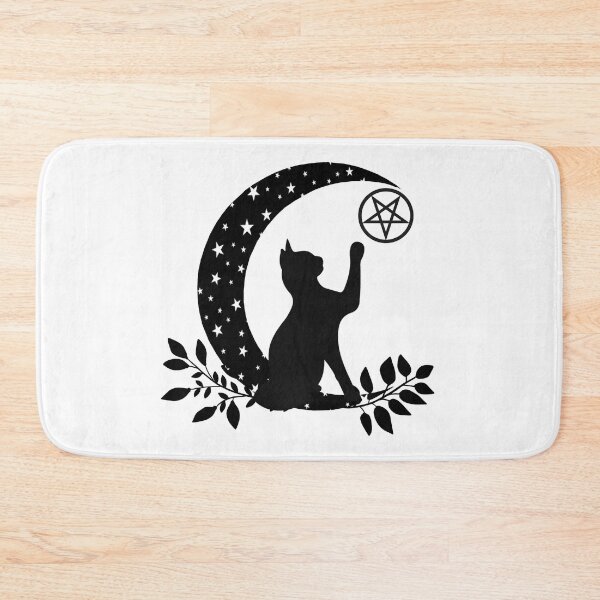 Item preview, Wicca Crescent Moon Black Cat Pentacle And Stars designed and sold by Atteestude.