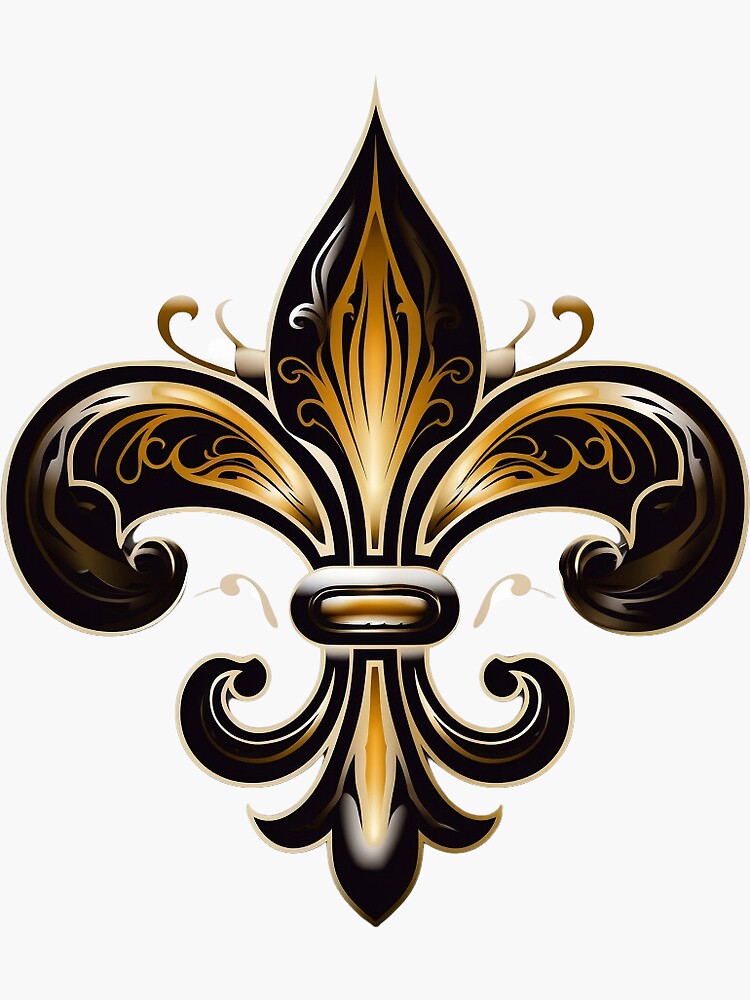A black fleur de lis with gold inlaid color. Sticker