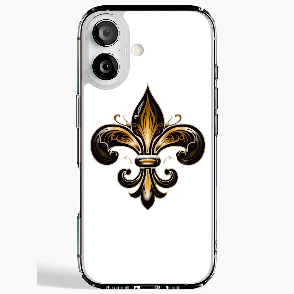 A black fleur de lis with gold inlaid color. Sticker