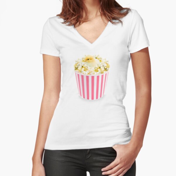 Little Chicken Popcorn by Alice Monber Fitted V-Neck T-Shirt