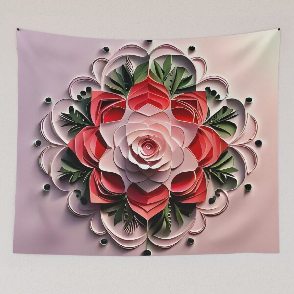 Item preview, Pink rose in papercut design designed and sold by AuroraSpringer.