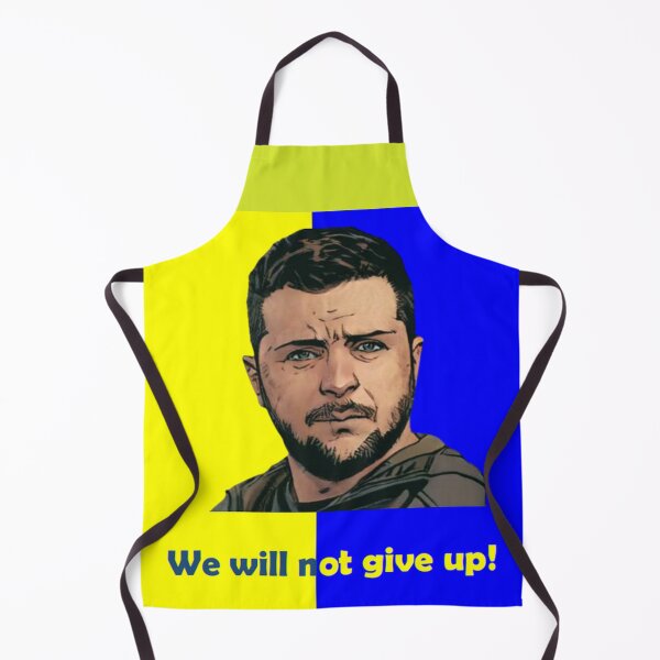 Item preview, Ukrainian President Zelensky Zelenski in the background of the Ukrainian flag designed and sold by JaroDesign2023.