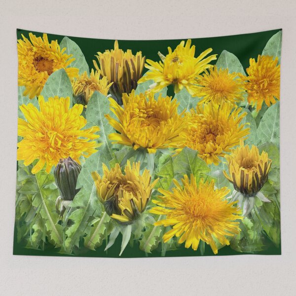 Item preview, Dandelion - a meadow full of future wishes - with background in dark green designed and sold by Binas-gallery.