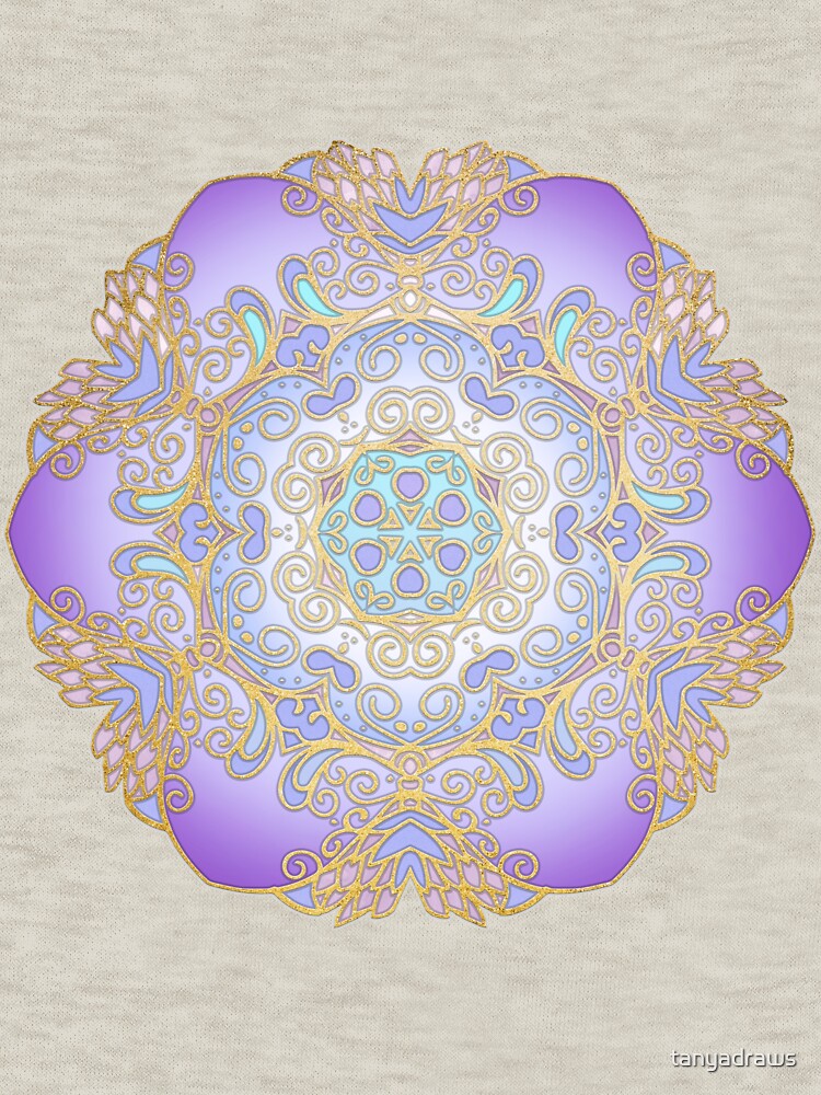 Purple & Gold Watercolour Mandala by tanyadraws