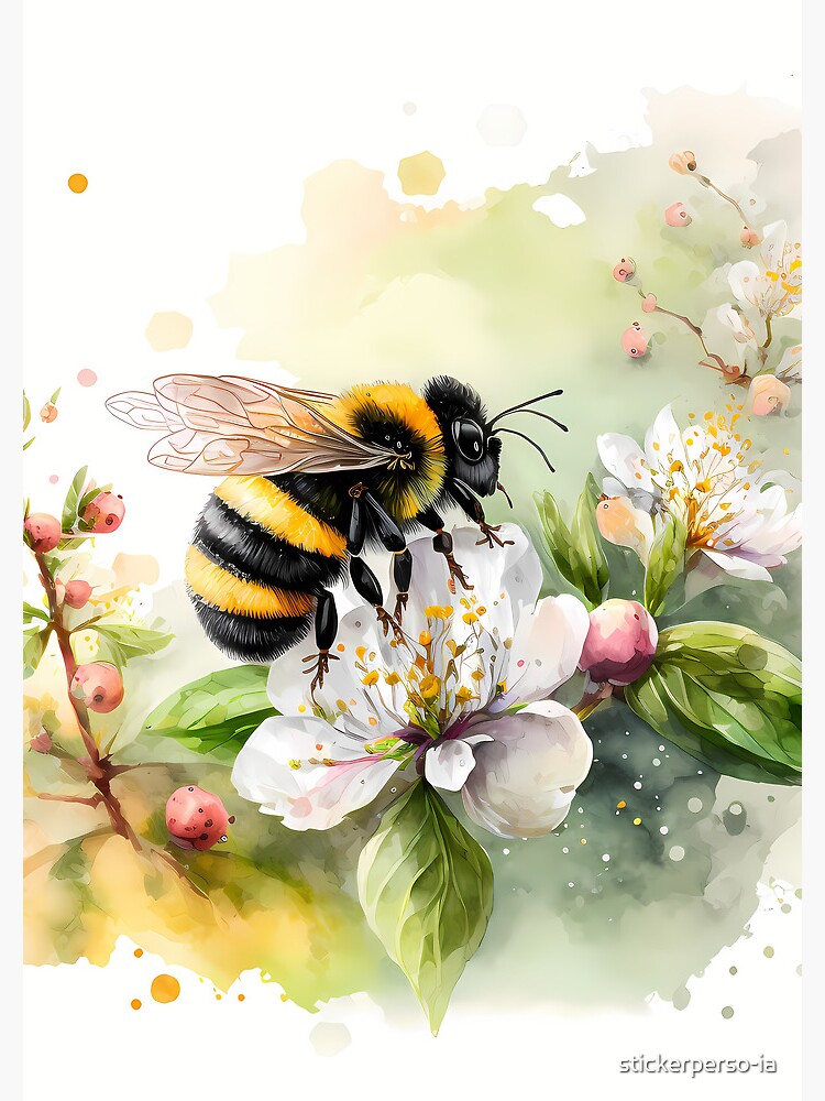 Thumbnail 3 of 3, Journal, Arrival of spring - the bumblebee designed and sold by stickerperso-ia.
