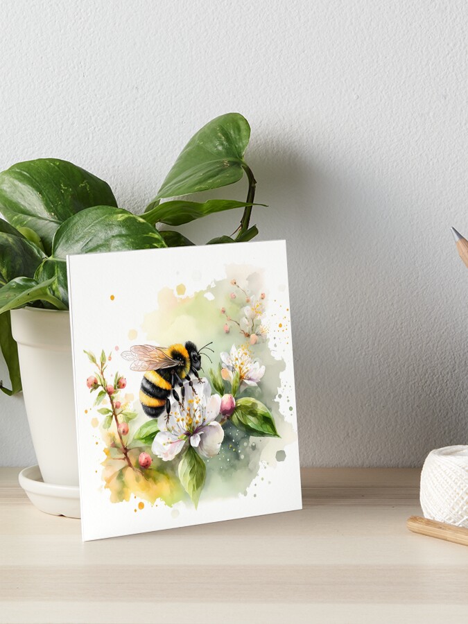 Thumbnail 1 of 2, Art Board Print, Arrival of spring - the bumblebee designed and sold by stickerperso-ia.