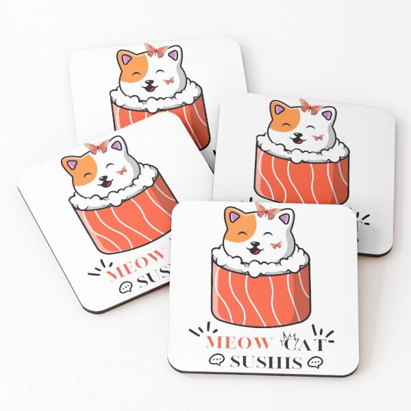 Item preview, meow Cat Eating Sushi, Funny and Cute Kitten designed and sold by DouchraaNow.