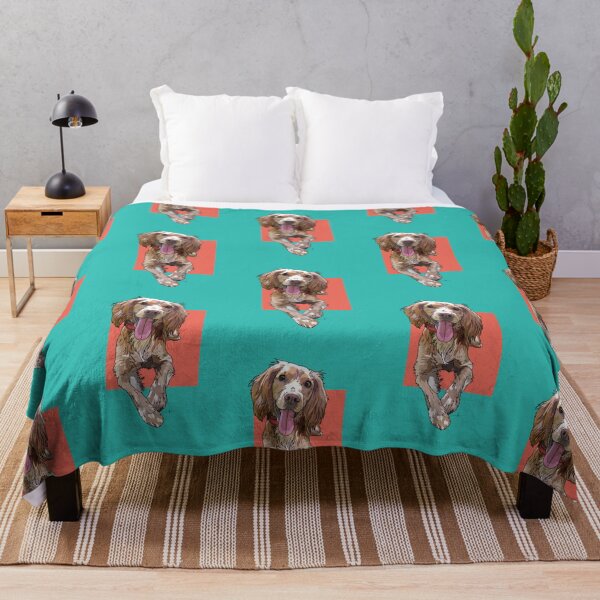 Item preview, Golden Cocker Spaniel portrait, teal and red background by Gorilla Bark designed and sold by GorillaBark.