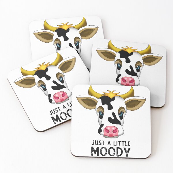 Item preview, Just a little Moody Cow Cartoon Drawing - Black Typography designed and sold by MFGB-Creations.