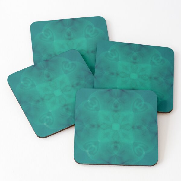 Item preview, Blurred geometric flower abstract in deep turquoise  designed and sold by Bonheurem.