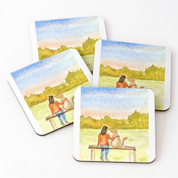 Item preview, Woman and dog friendship designed and sold by watercolorsLiz.