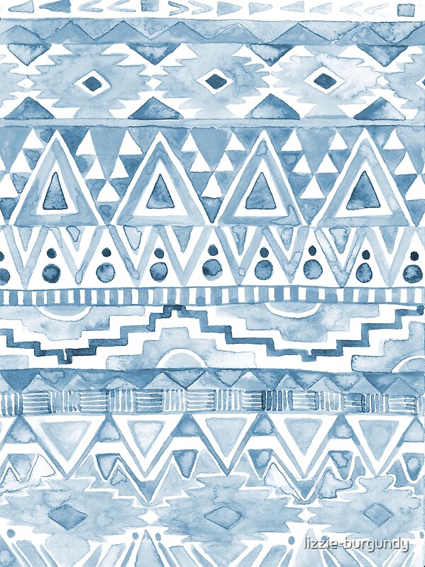"Watercolor Aztec Pattern blue" von lizzieburgundy Redbubble