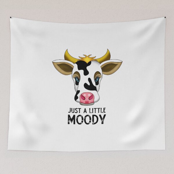 Item preview, Just a little Moody Cow Cartoon Drawing - Black Typography designed and sold by MFGB-Creations.