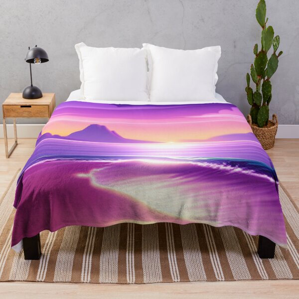 Item preview, Beach Sunset Fantasy in Cartoon Style with a Pink Paradise Mountain designed and sold by stylishdzign.