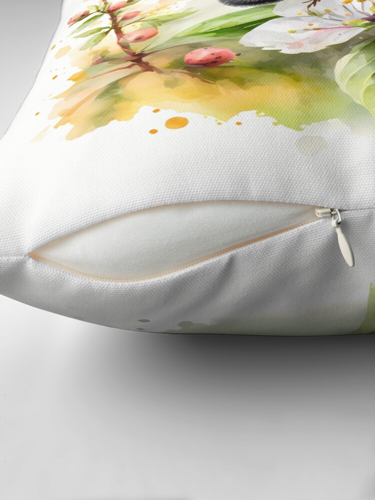Thumbnail 2 of 4, Pillow, Arrival of spring - the bumblebee designed and sold by stickerperso-ia.