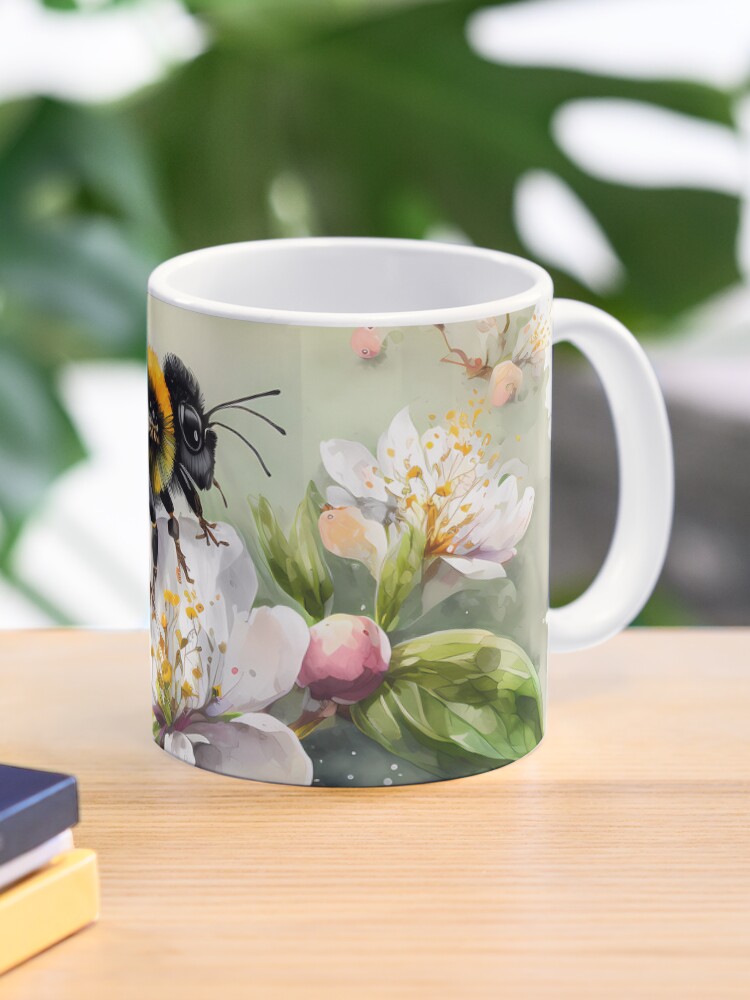 Thumbnail 1 of 6, Coffee Mug, Arrival of spring - the bumblebee designed and sold by stickerperso-ia.