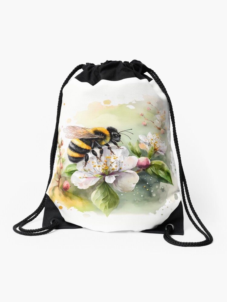 Thumbnail 1 of 3, Drawstring Bag, Arrival of spring - the bumblebee designed and sold by stickerperso-ia.