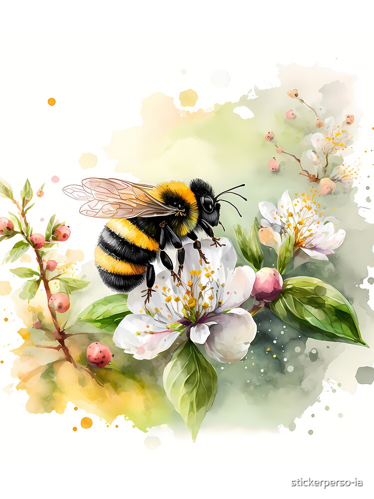 Thumbnail 3 of 3, Drawstring Bag, Arrival of spring - the bumblebee designed and sold by stickerperso-ia.